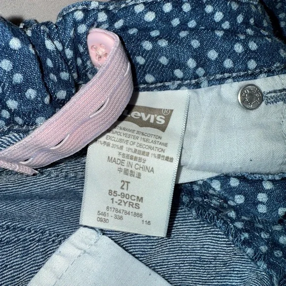 Levi's Bermuda Navy Denim Polka Dot Kids Shorts 2T - Picture 4 of 6